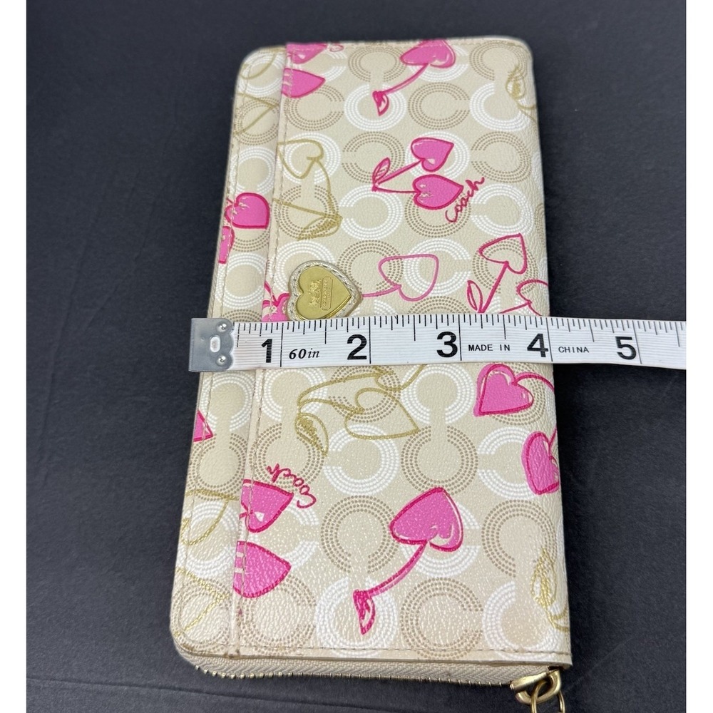 Coach Waverly Heart Cherry Blossom Wallet Accordion Zip Around Clutch Organizer - Picture 9 of 9